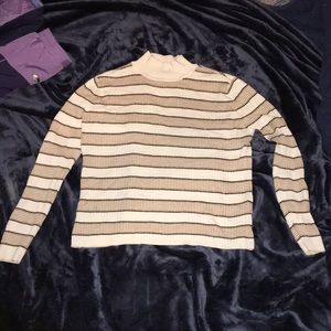 Striped mock neck